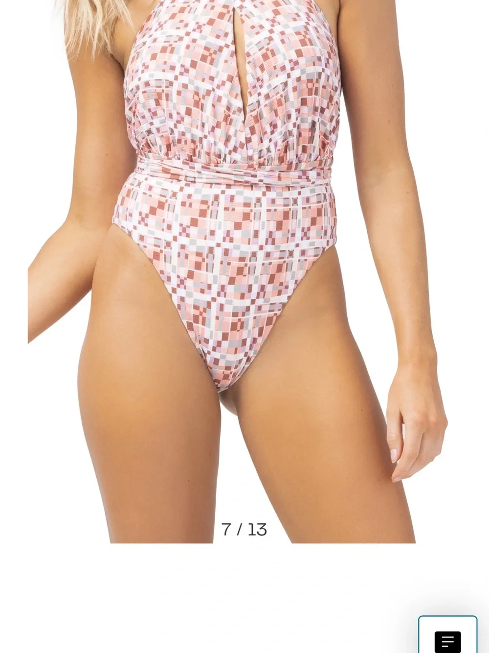 l*space Pink Multi Square-Print One-Piece Swimsuit multi ways to wear NWT LARGE